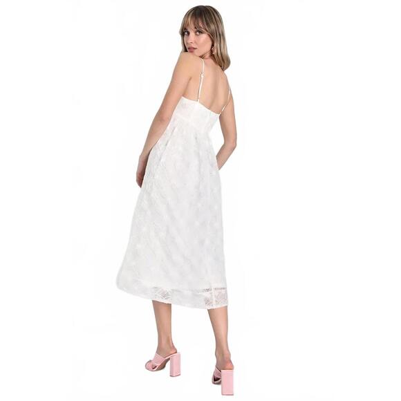 Lulus Radiate Elegance Ivory Floral Tulle Midi Dress - L NWT - Picture 2 of 9